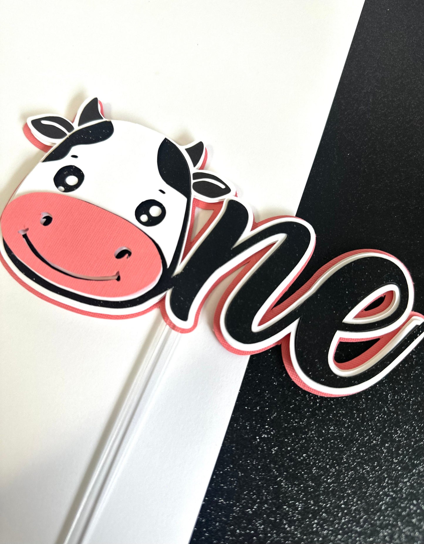 Cow Birthday Cake Topper: Farm Barn Party Decoration