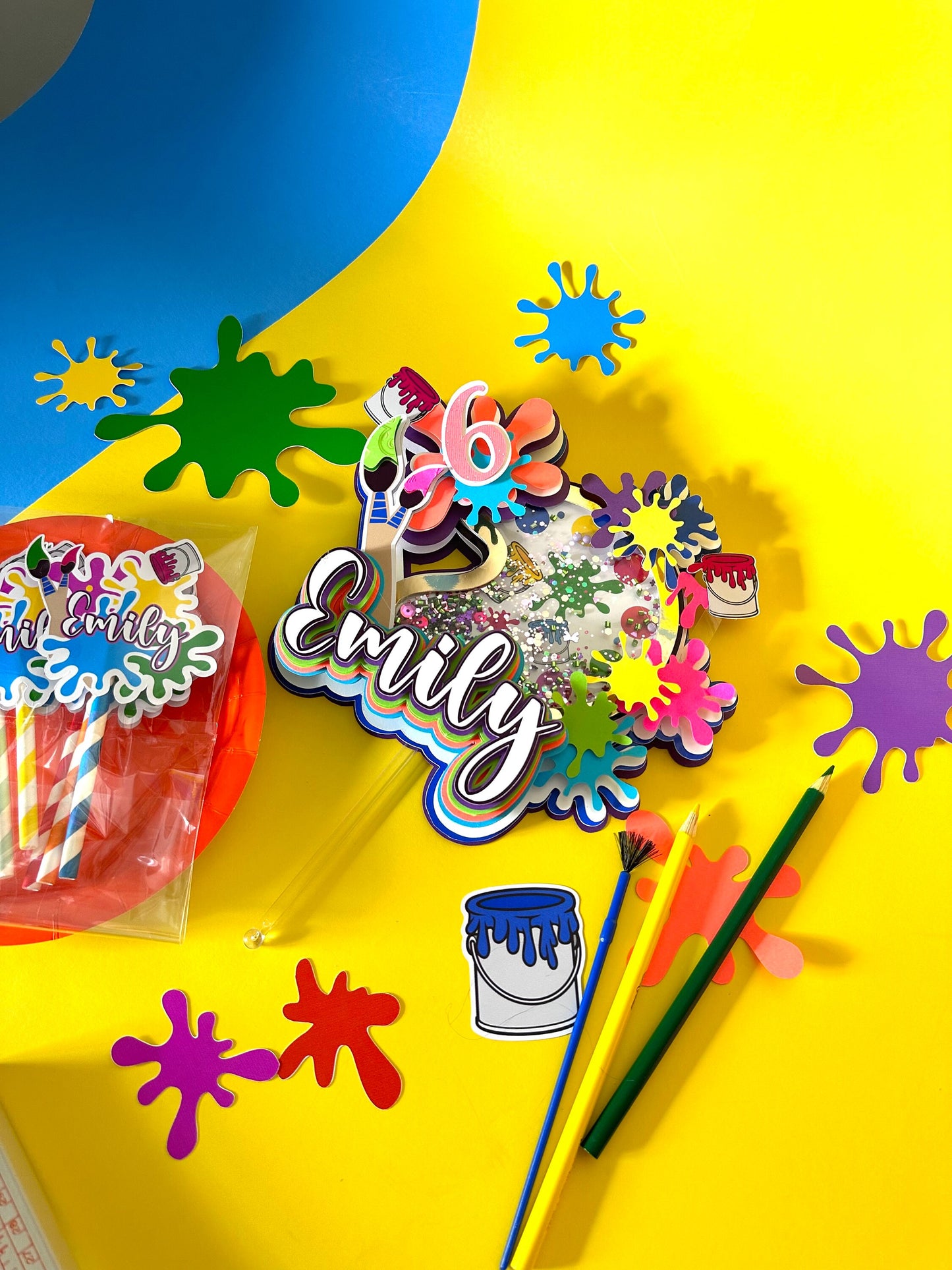 Paint Party Cake Topper: Art Splatter Decorations