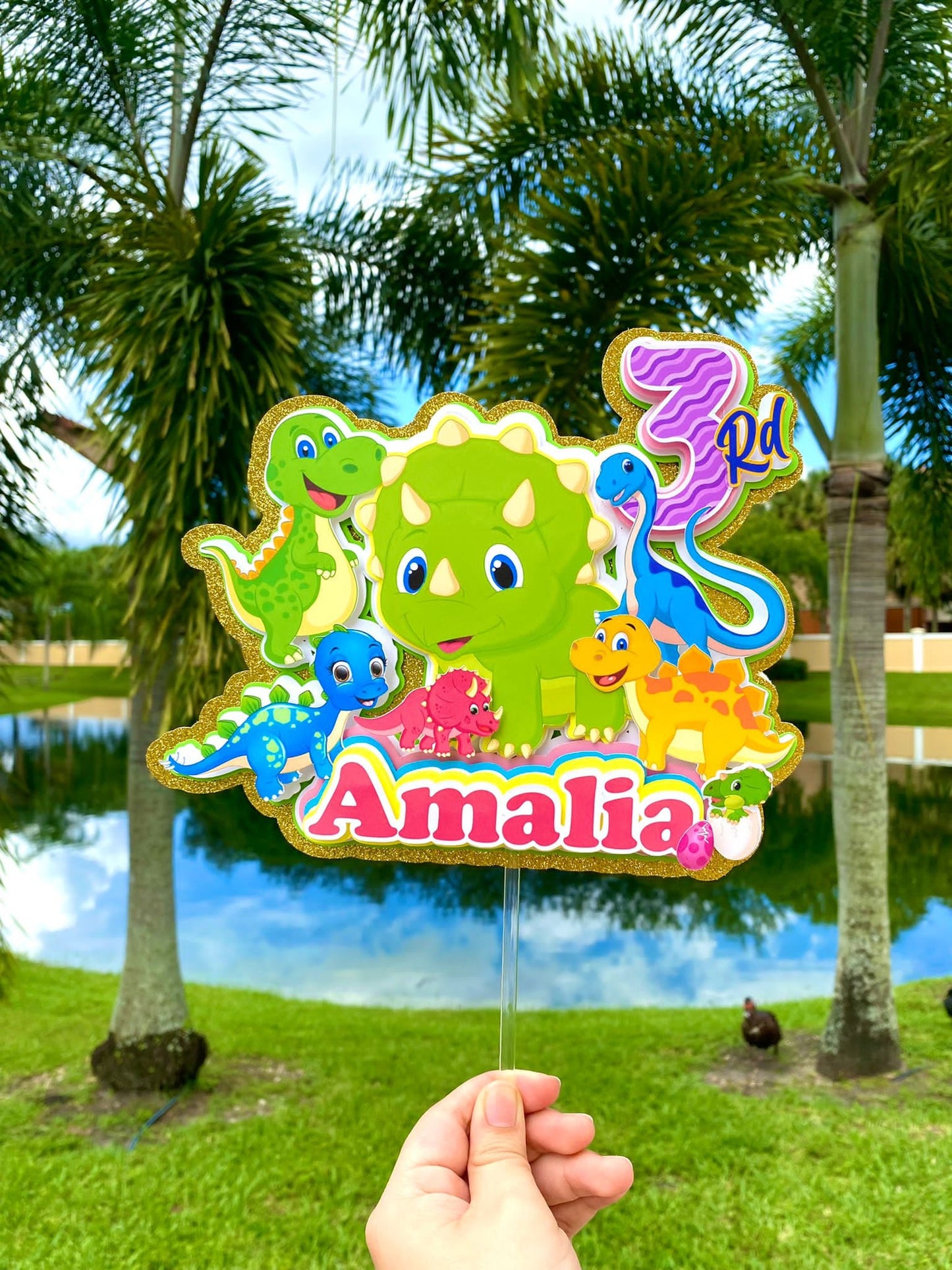 Girl Dinosaur Cake Topper | Dinosaur Birthday Party Decorations | Dinosaur Party Favor Boxes & Plates | Cute Dino Party Décor for Girls