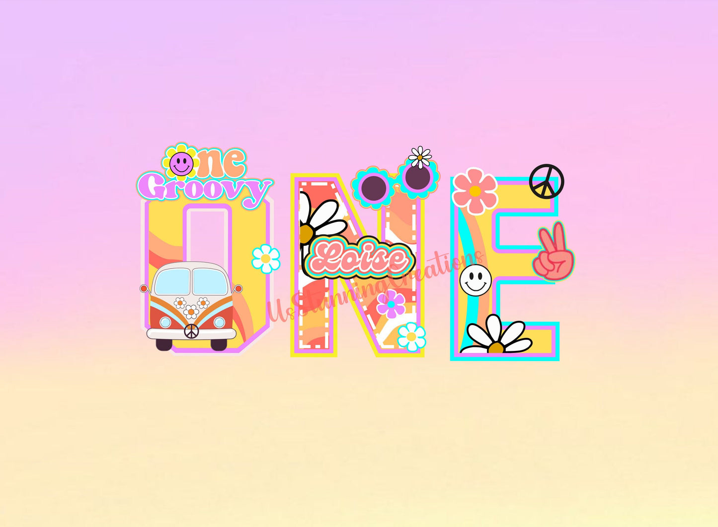 Groovy Cake Topper, Groovy Girl Theme, Groovy Girl 3D Letter, Groovy Birthday Party, Groovy Favor Boxes, Groovy Girl Centerpiece