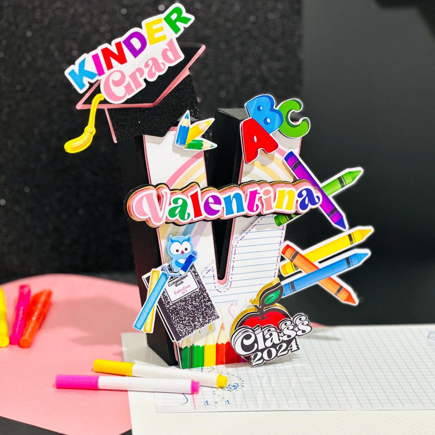 Kindergarten Graduation 3D Letter: Party Favor, Cake Topper