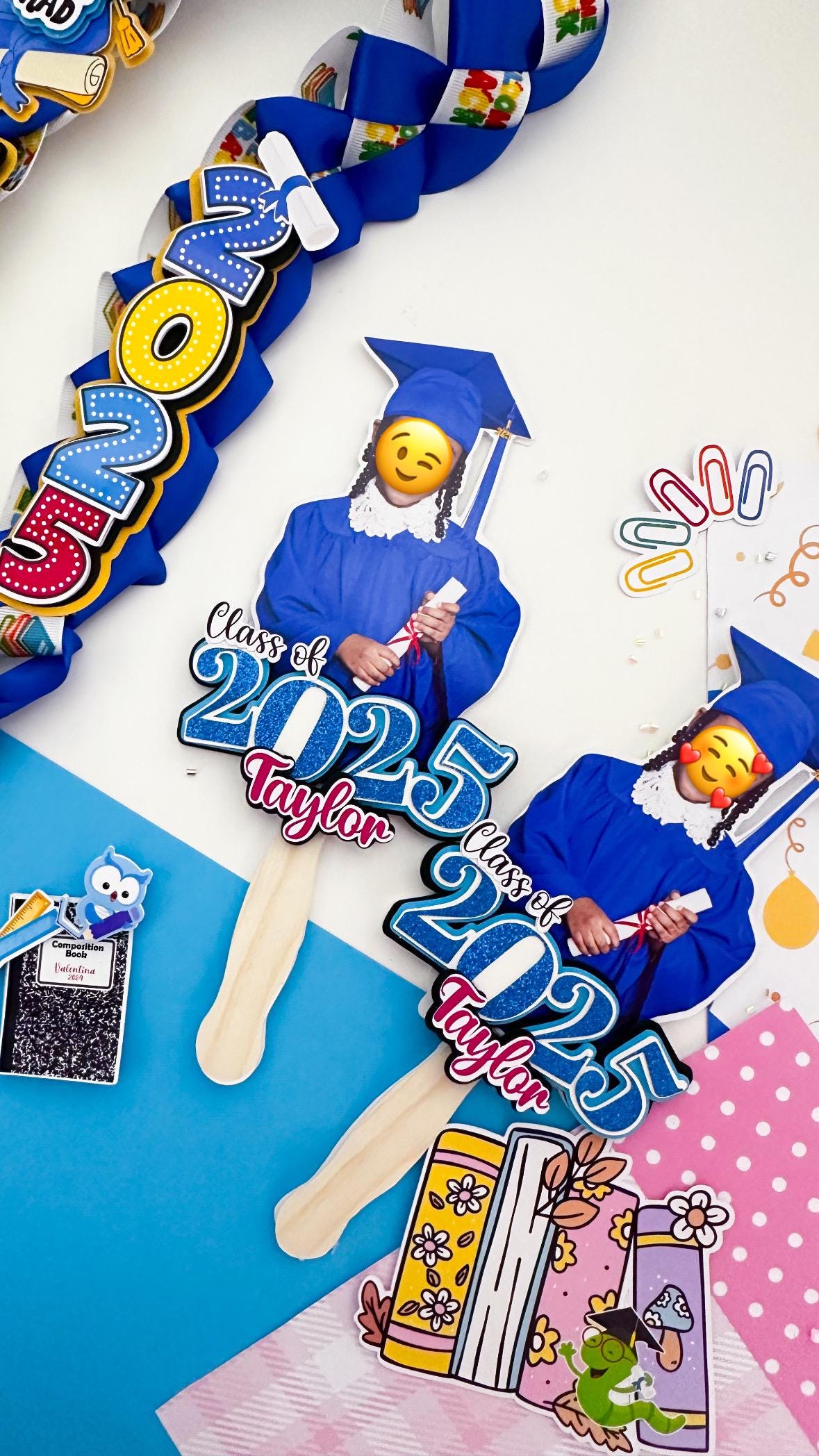 Custom Graduation Face Fans: Class of 2025 Party Photo Props