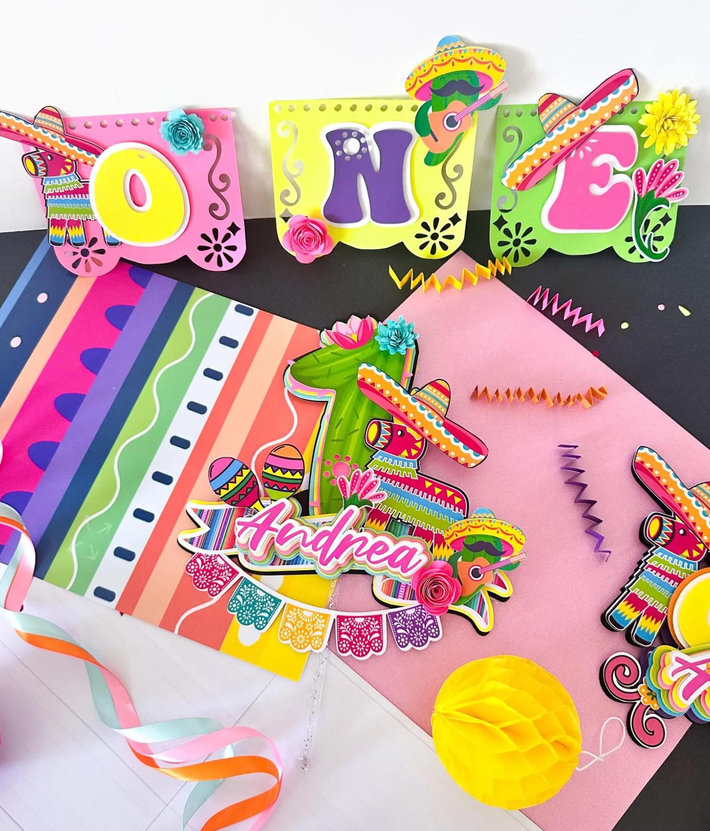 Fiesta Girl Cake Topper: Pastel Birthday Party Decoration