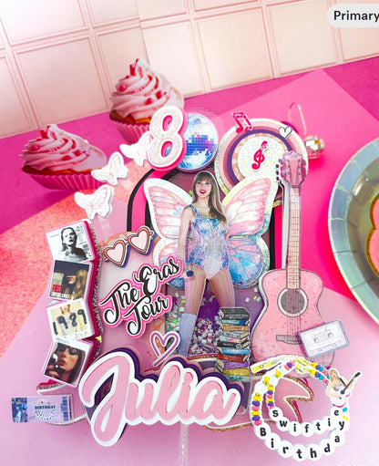 Taylor swift cake topper | Taylor swift birthday decoration|  Eras Tour Birthday Cake Topper | lover Inspired Party Decoration | Pop Star Birthday Centerpiece, Pop Star Girls Party | T-S party (Copy)
