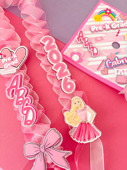 Barbie Inspired Graduation Lei, Personalized Graduation Cap, Disney Inspired Graduation Decorations