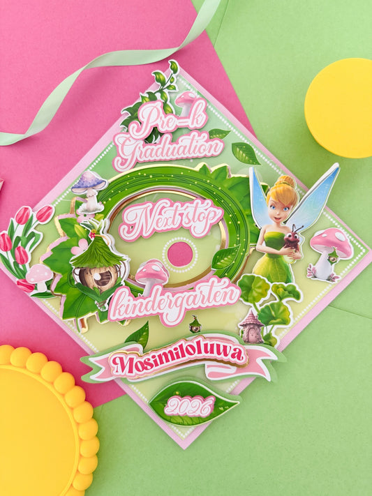 Tinkerbell Decorated Graduation Caps/Girls School Graduation / Tinkerbell Cap  /Custom Graduation Cap, Tinkerbell Graduation Cap Topper,