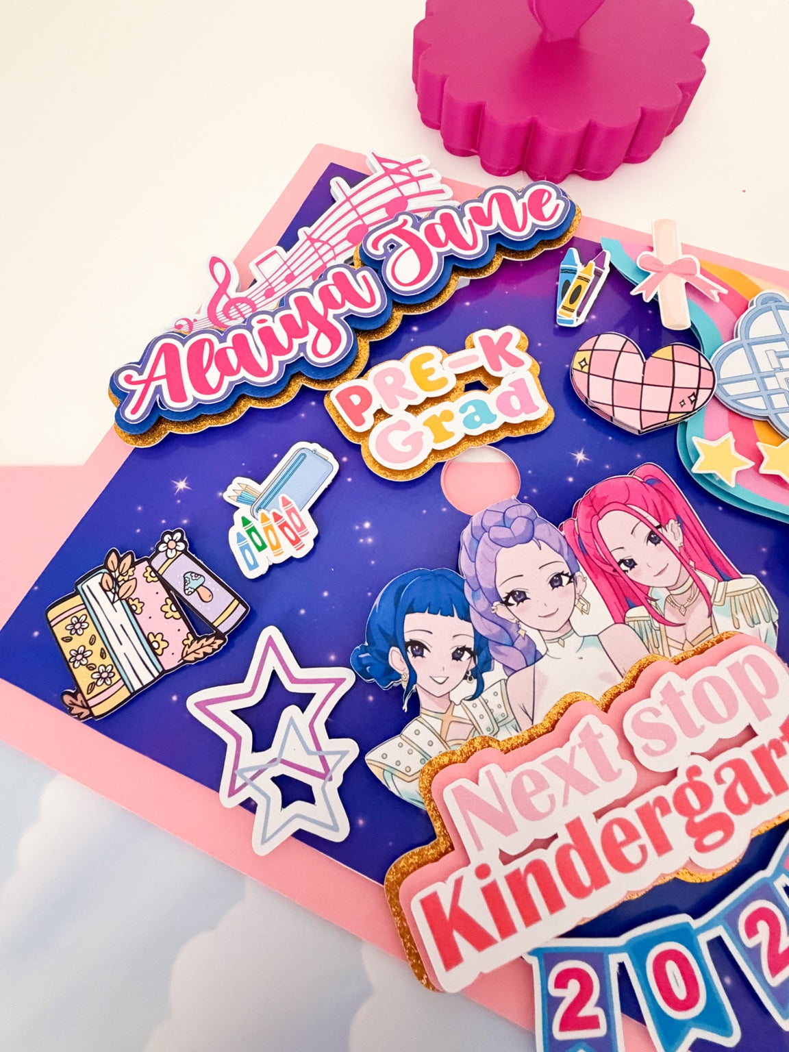 Kpop Graduation Cap Topper, Personalized Kpop Grad Cap Decor, Graduation Cap/Decorated Graduation Caps/Girls Boys School Graduation / Cap And Gown /Custom Graduation Cap, Graduation Cap Topper (Copy)