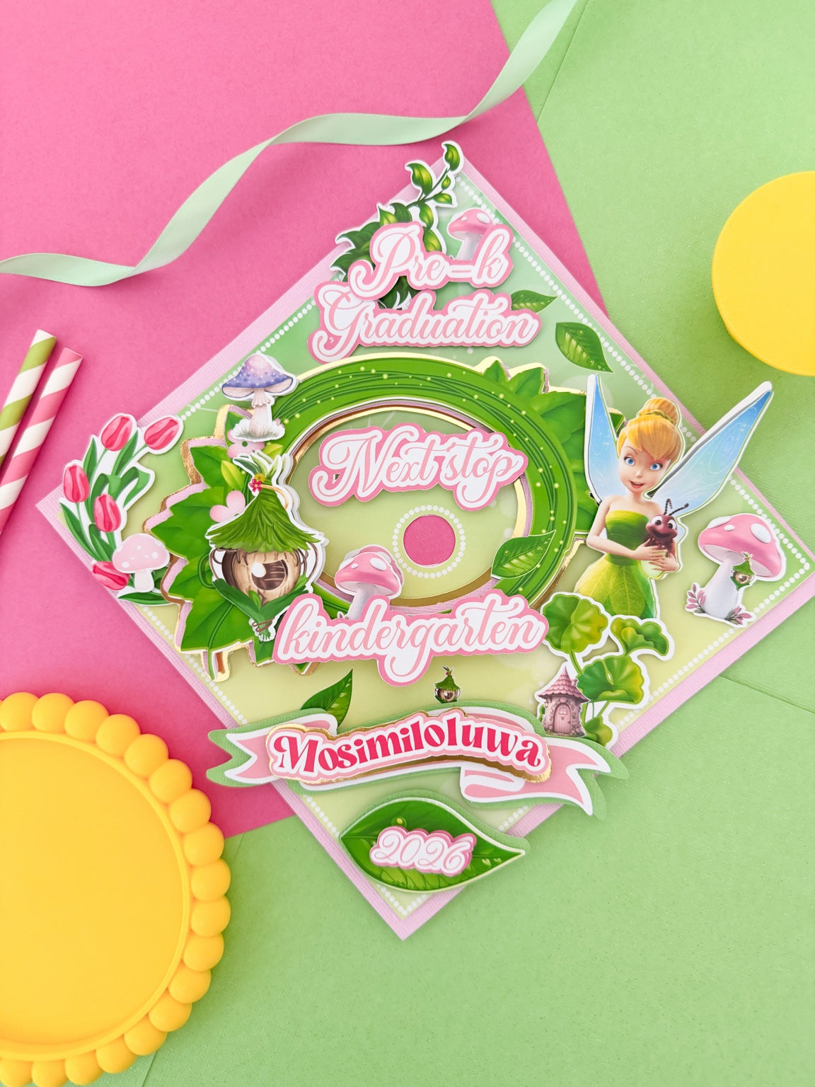 Tinkerbell Decorated Graduation Caps/Girls School Graduation / Tinkerbell Cap  /Custom Graduation Cap, Tinkerbell Graduation Cap Topper,