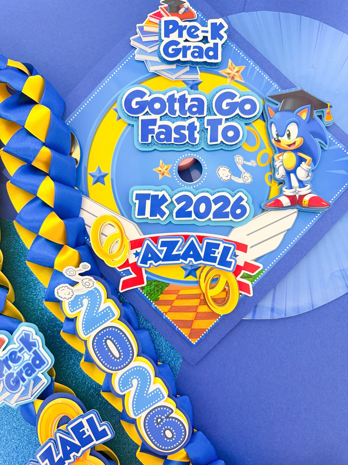 sonic  graduation Cap/Decorated Graduation Caps/Girls Boys School Graduation / Cap And Gown /Custom Graduation Cap, Graduation Cap Topper, (Copy) (Copy)