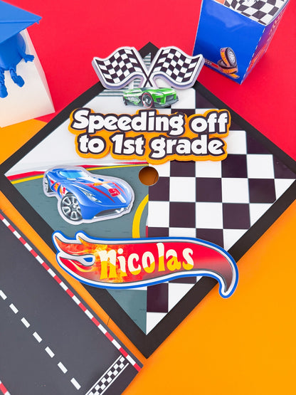 Hot Wheels Decorated Graduation Caps/Girls Boys School Graduation / Cap And Gown /Custom Graduation Cap, Graduation Cap Topper, (Copy)