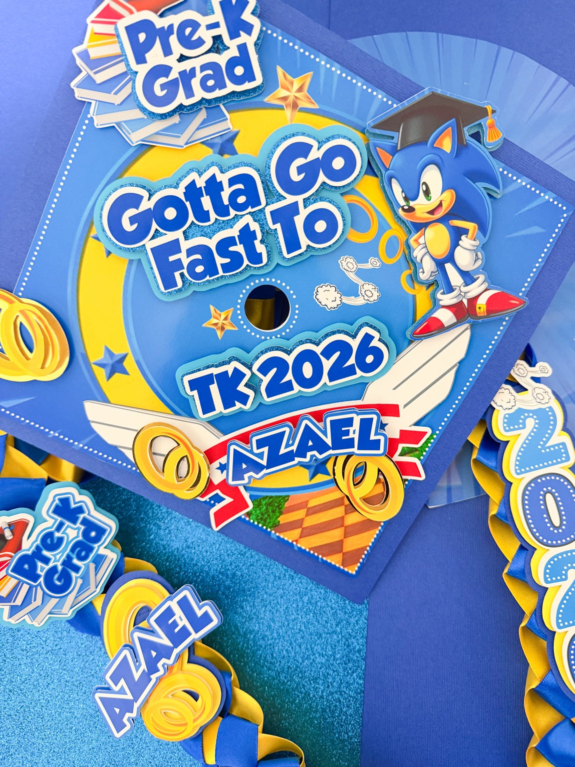 sonic  graduation Cap/Decorated Graduation Caps/Girls Boys School Graduation / Cap And Gown /Custom Graduation Cap, Graduation Cap Topper, (Copy) (Copy)
