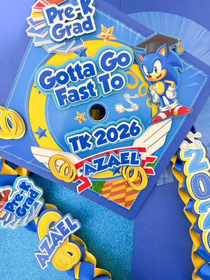 sonic  graduation Cap/Decorated Graduation Caps/Girls Boys School Graduation / Cap And Gown /Custom Graduation Cap, Graduation Cap Topper, (Copy) (Copy)
