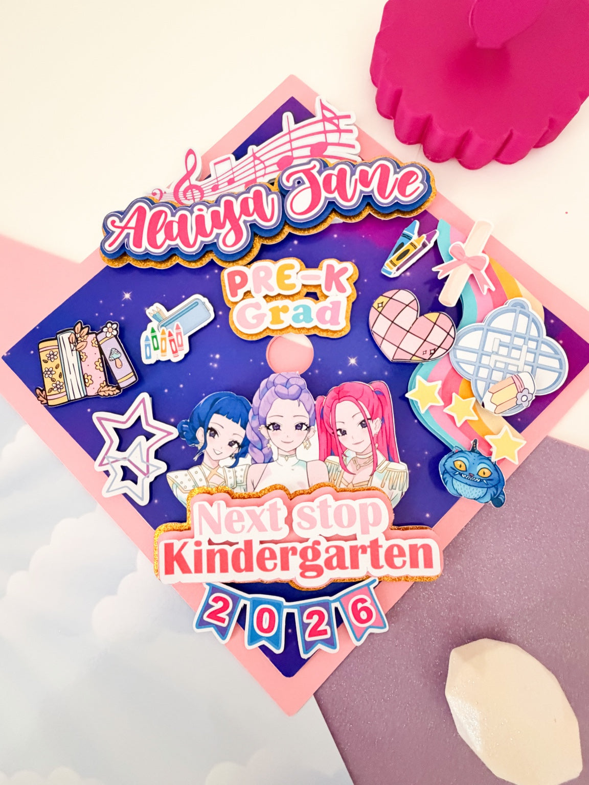 Kpop Graduation Cap Topper, Personalized Kpop Grad Cap Decor, Graduation Cap/Decorated Graduation Caps/Girls Boys School Graduation / Cap And Gown /Custom Graduation Cap, Graduation Cap Topper (Copy)