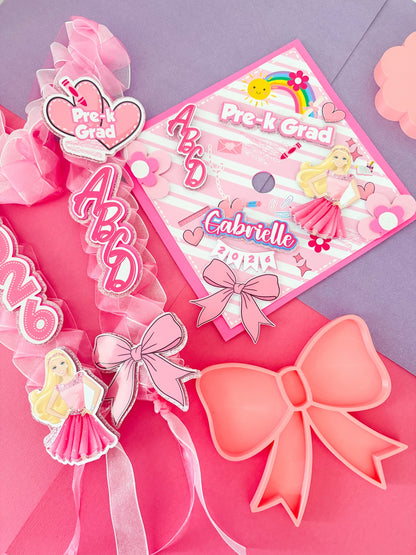 Barbie Inspired Graduation Lei, Personalized Graduation Cap, Disney Inspired Graduation Decorations