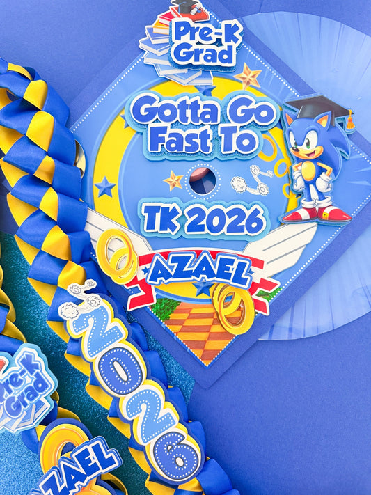 sonic  graduation Cap/Decorated Graduation Caps/Girls Boys School Graduation / Cap And Gown /Custom Graduation Cap, Graduation Cap Topper, (Copy) (Copy)