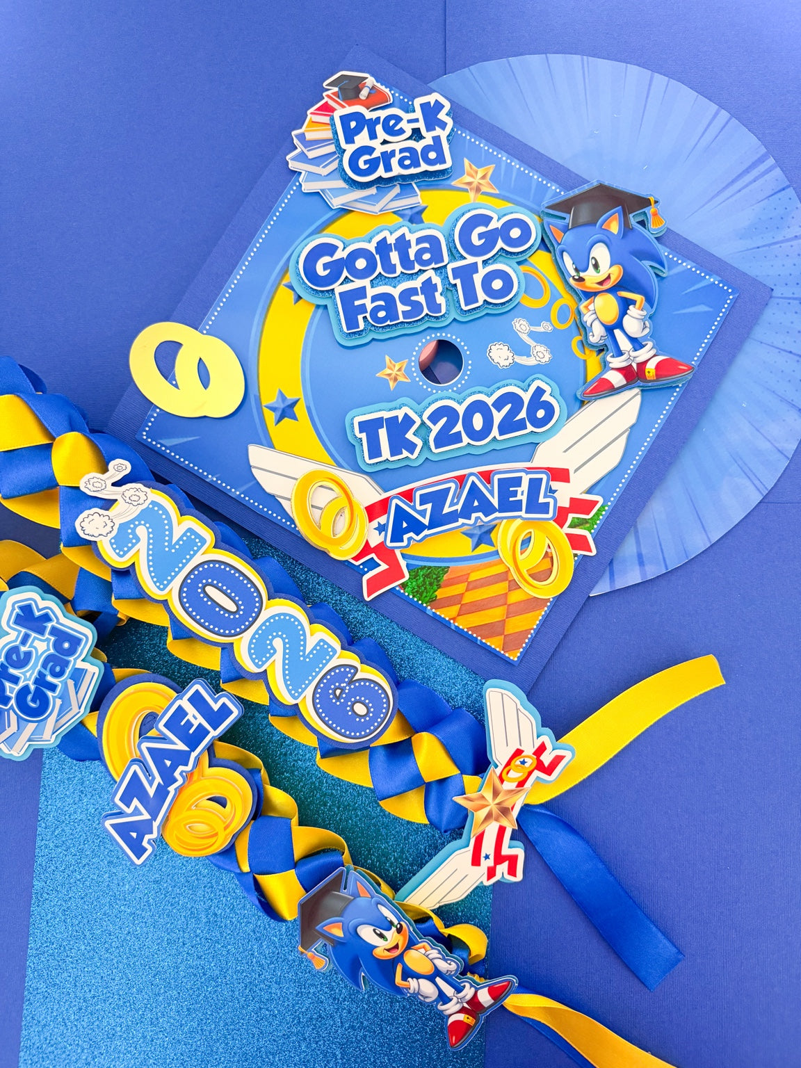 sonic  graduation Cap/Decorated Graduation Caps/Girls Boys School Graduation / Cap And Gown /Custom Graduation Cap, Graduation Cap Topper, (Copy) (Copy)