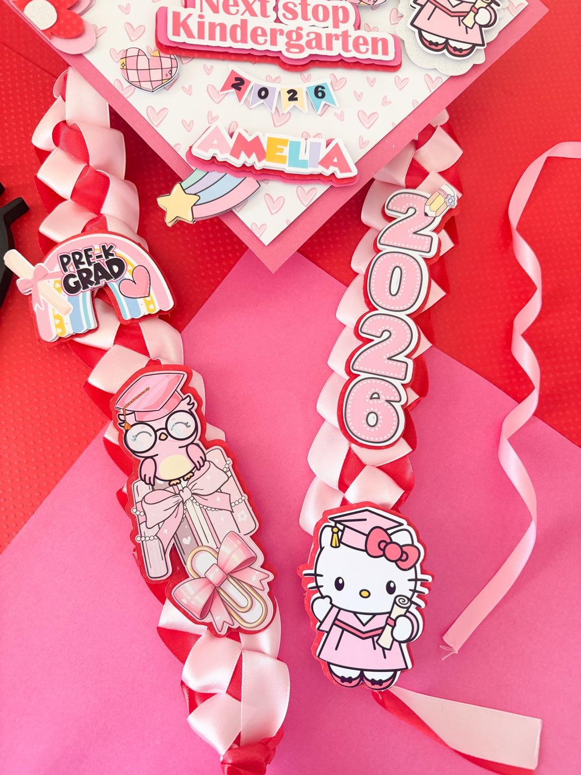 Hello Kitty graduation Cap/Decorated Graduation Caps/Girls Boys School Graduation / Cap And Gown /Custom Graduation Cap, Graduation Cap Topper