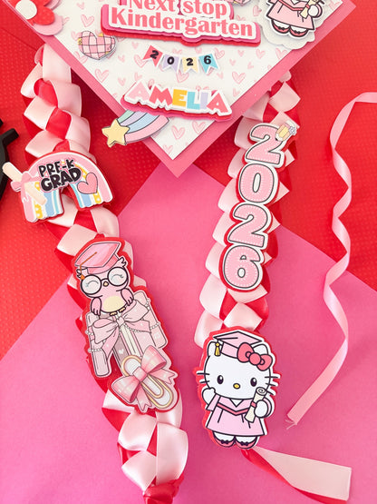 Hello Kitty graduation Cap/Decorated Graduation Caps/Girls Boys School Graduation / Cap And Gown /Custom Graduation Cap, Graduation Cap Topper
