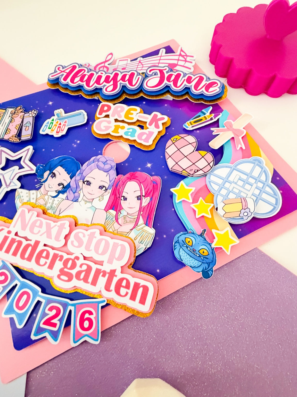Kpop Graduation Cap Topper, Personalized Kpop Grad Cap Decor, Graduation Cap/Decorated Graduation Caps/Girls Boys School Graduation / Cap And Gown /Custom Graduation Cap, Graduation Cap Topper (Copy)