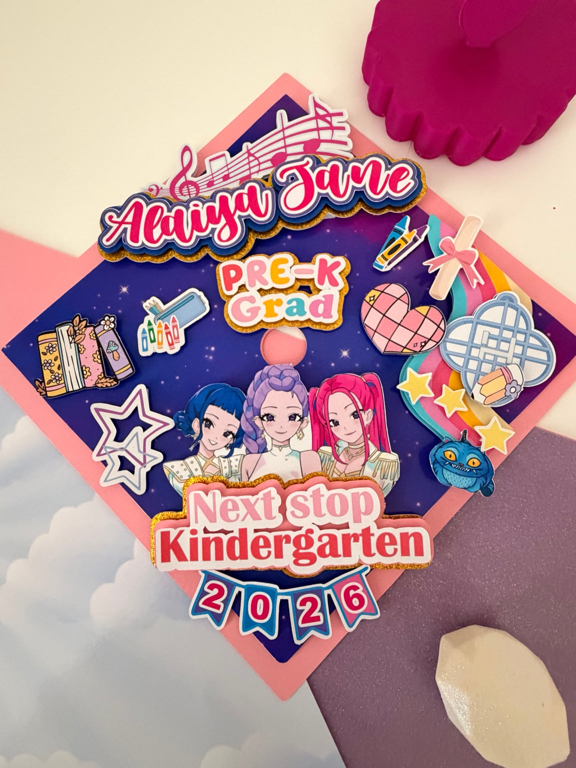 Kpop Graduation Cap Topper, Personalized Kpop Grad Cap Decor, Graduation Cap/Decorated Graduation Caps/Girls Boys School Graduation / Cap And Gown /Custom Graduation Cap, Graduation Cap Topper (Copy)
