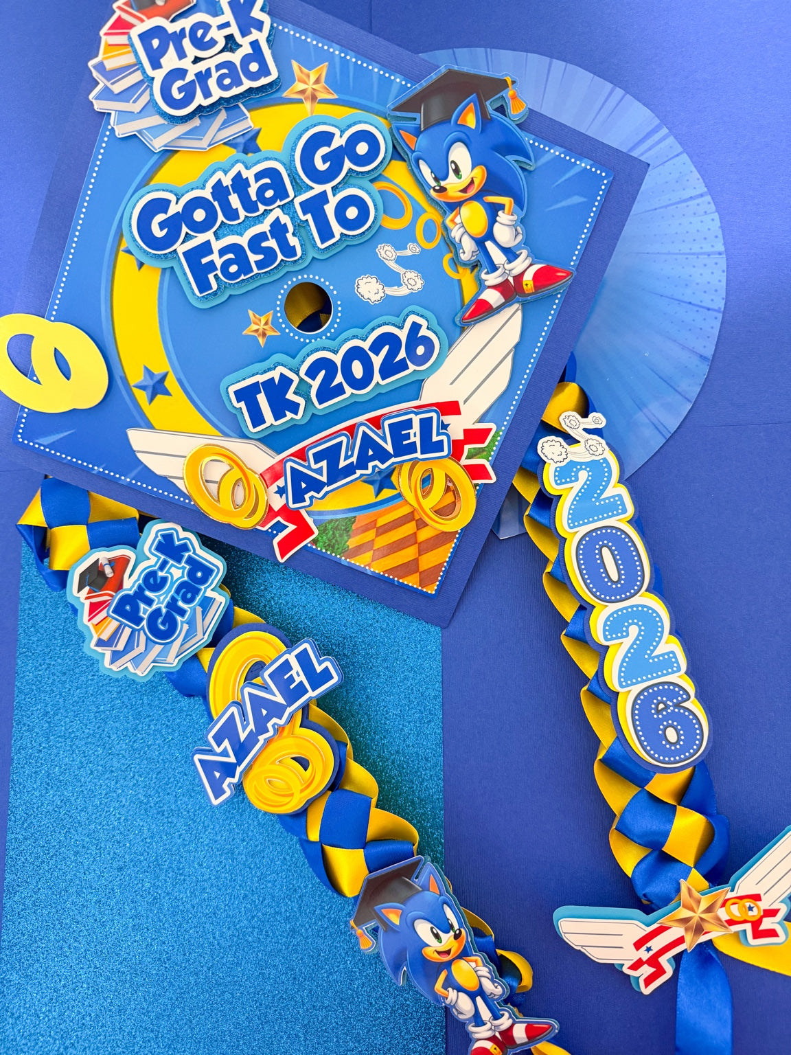 sonic  graduation Cap/Decorated Graduation Caps/Girls Boys School Graduation / Cap And Gown /Custom Graduation Cap, Graduation Cap Topper, (Copy) (Copy)