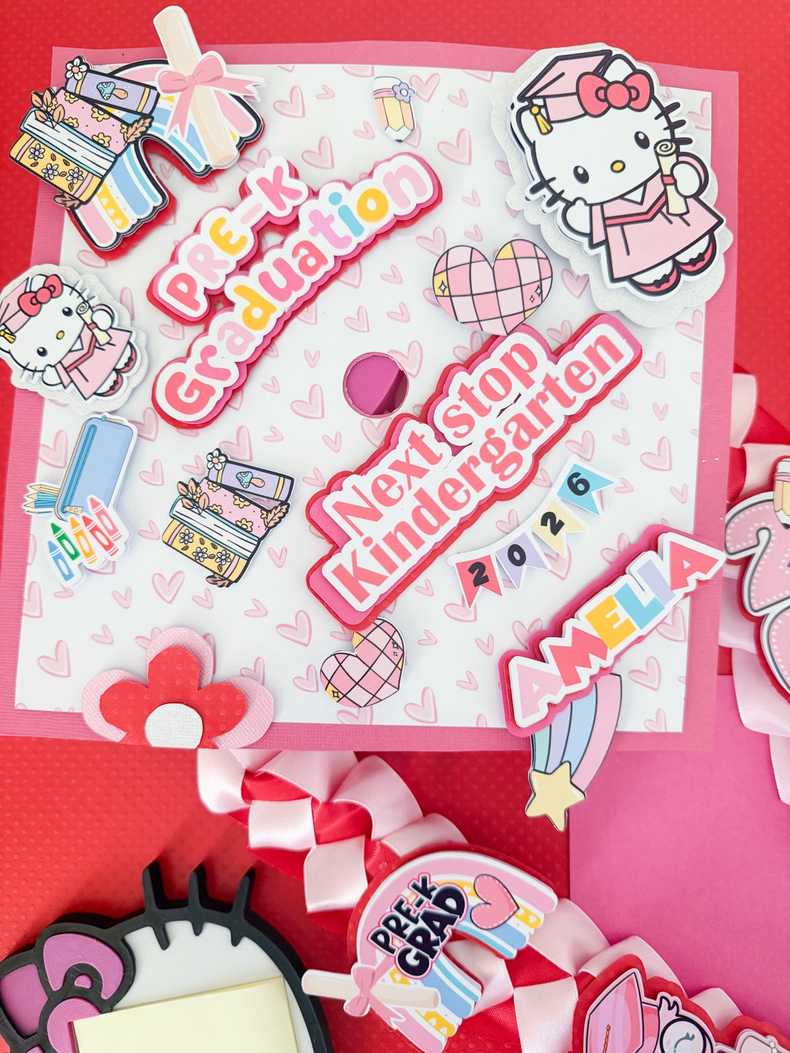 Hello Kitty graduation Cap/Decorated Graduation Caps/Girls Boys School Graduation / Cap And Gown /Custom Graduation Cap, Graduation Cap Topper