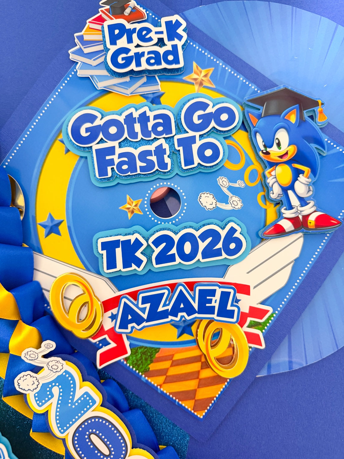 sonic  graduation Cap/Decorated Graduation Caps/Girls Boys School Graduation / Cap And Gown /Custom Graduation Cap, Graduation Cap Topper, (Copy) (Copy)