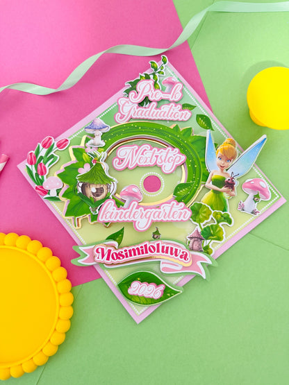 Tinkerbell Decorated Graduation Caps/Girls School Graduation / Tinkerbell Cap  /Custom Graduation Cap, Tinkerbell Graduation Cap Topper,