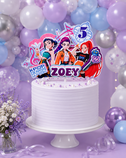 Personalized Olivia Rodrigo inspired cake topper made from premium layered cardstock with custom name and age. Handmade birthday cake decoration for girls, teens, and pop music themed birthday parties.