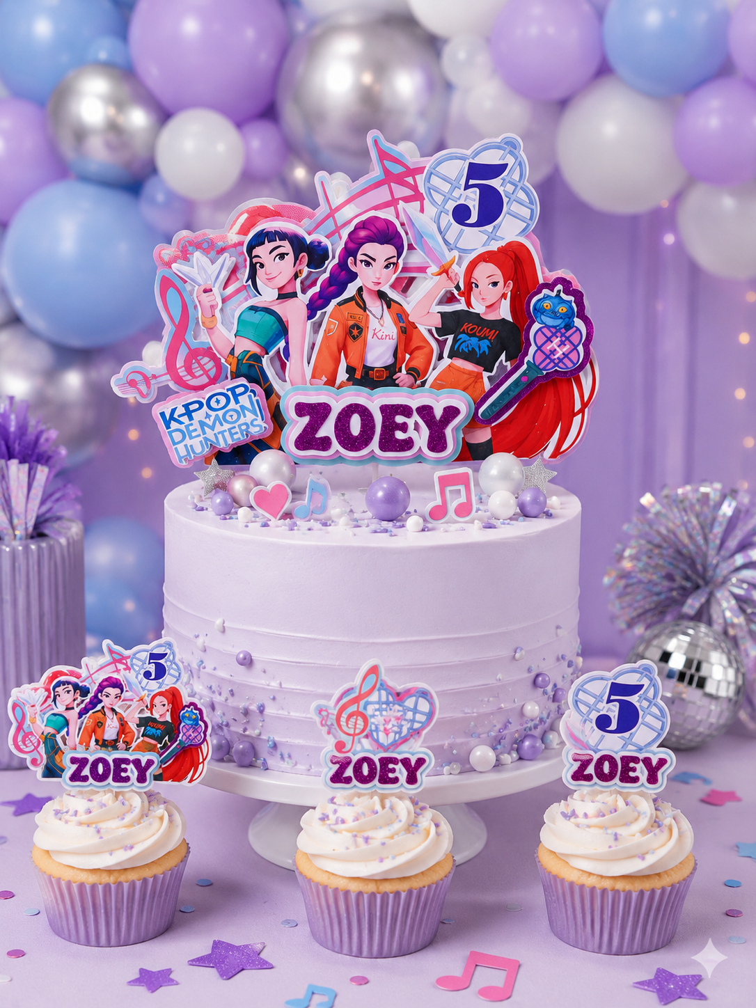 Personalized Olivia Rodrigo inspired cake topper made from premium layered cardstock with custom name and age. Handmade birthday cake decoration for girls, teens, and pop music themed birthday parties.