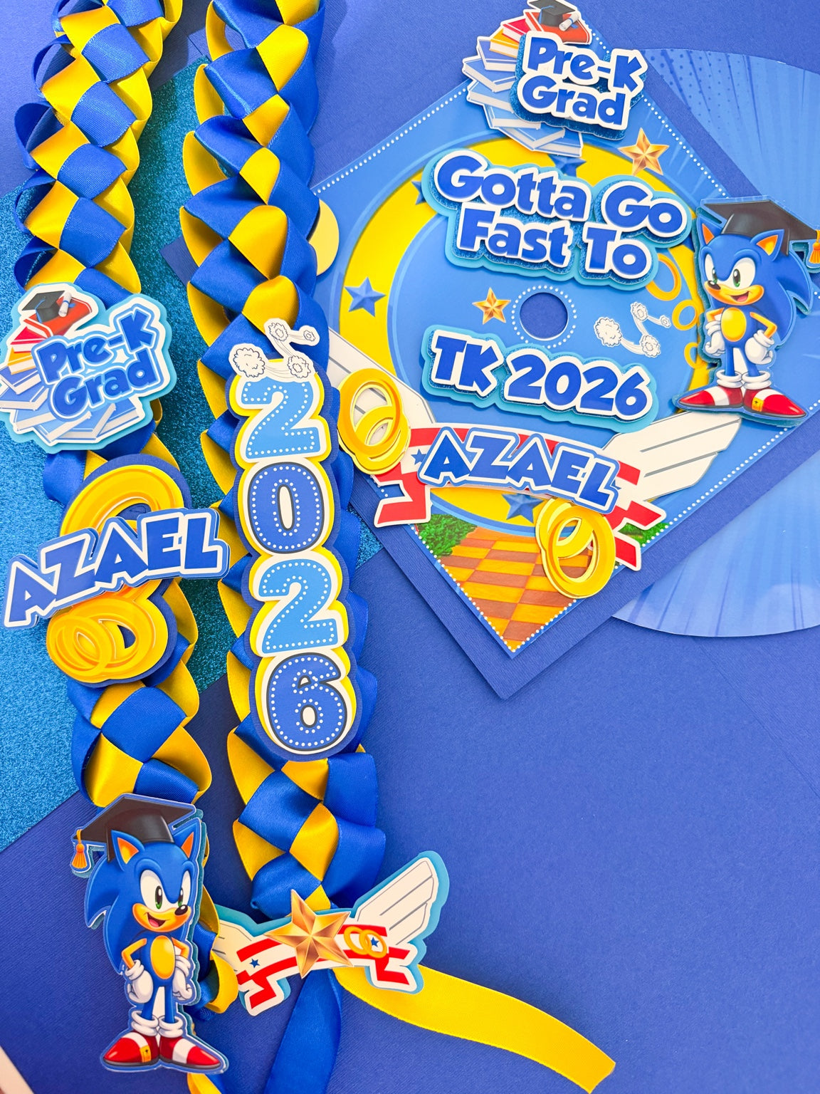 sonic  graduation Cap/Decorated Graduation Caps/Girls Boys School Graduation / Cap And Gown /Custom Graduation Cap, Graduation Cap Topper, (Copy) (Copy)