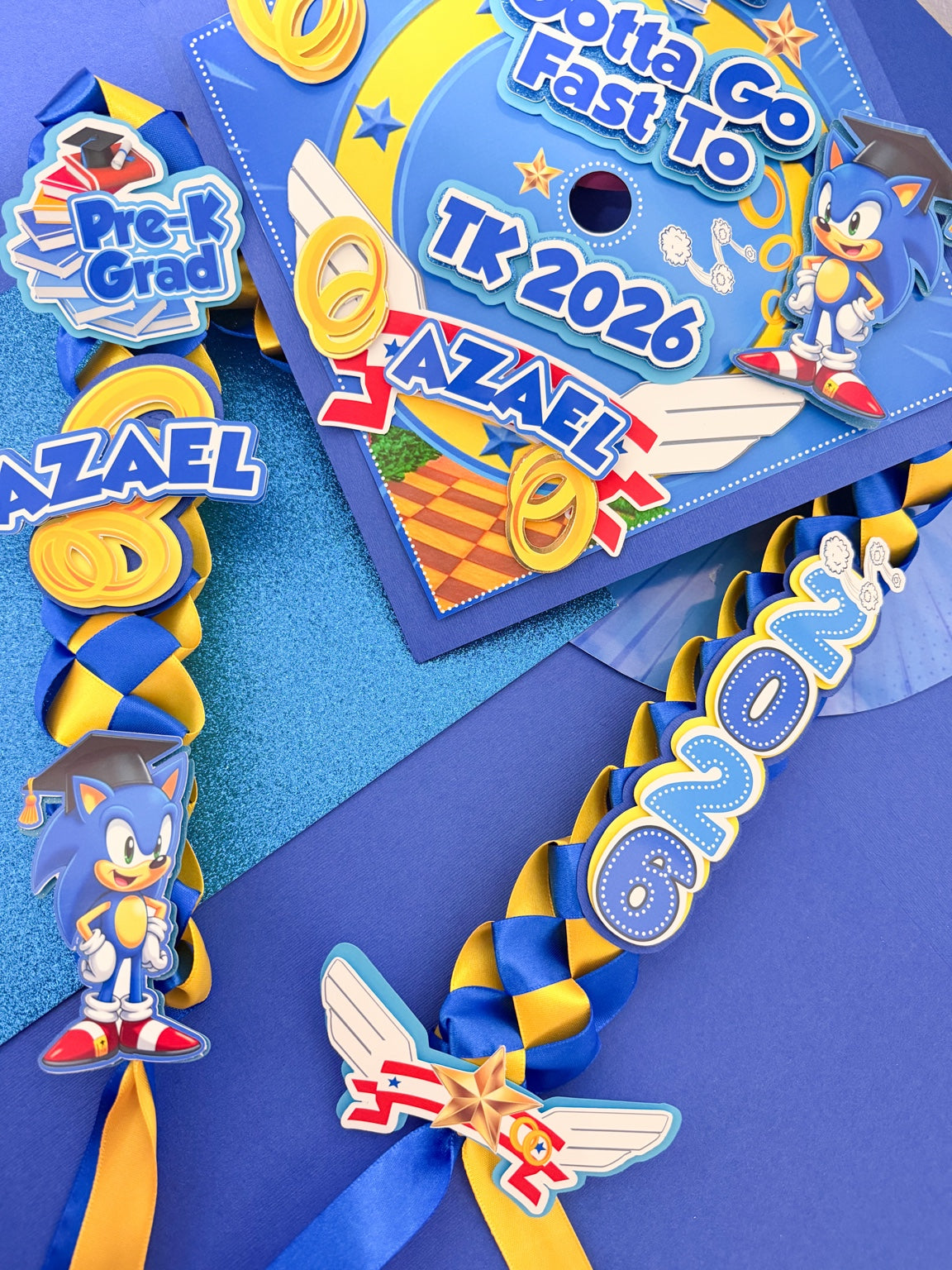 sonic  graduation Cap/Decorated Graduation Caps/Girls Boys School Graduation / Cap And Gown /Custom Graduation Cap, Graduation Cap Topper, (Copy) (Copy)