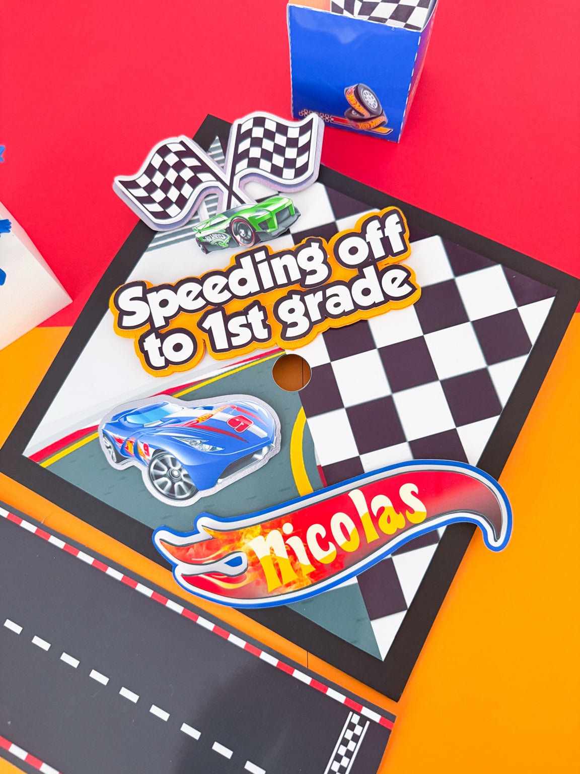 Hot Wheels Decorated Graduation Caps/Girls Boys School Graduation / Cap And Gown /Custom Graduation Cap, Graduation Cap Topper, (Copy)