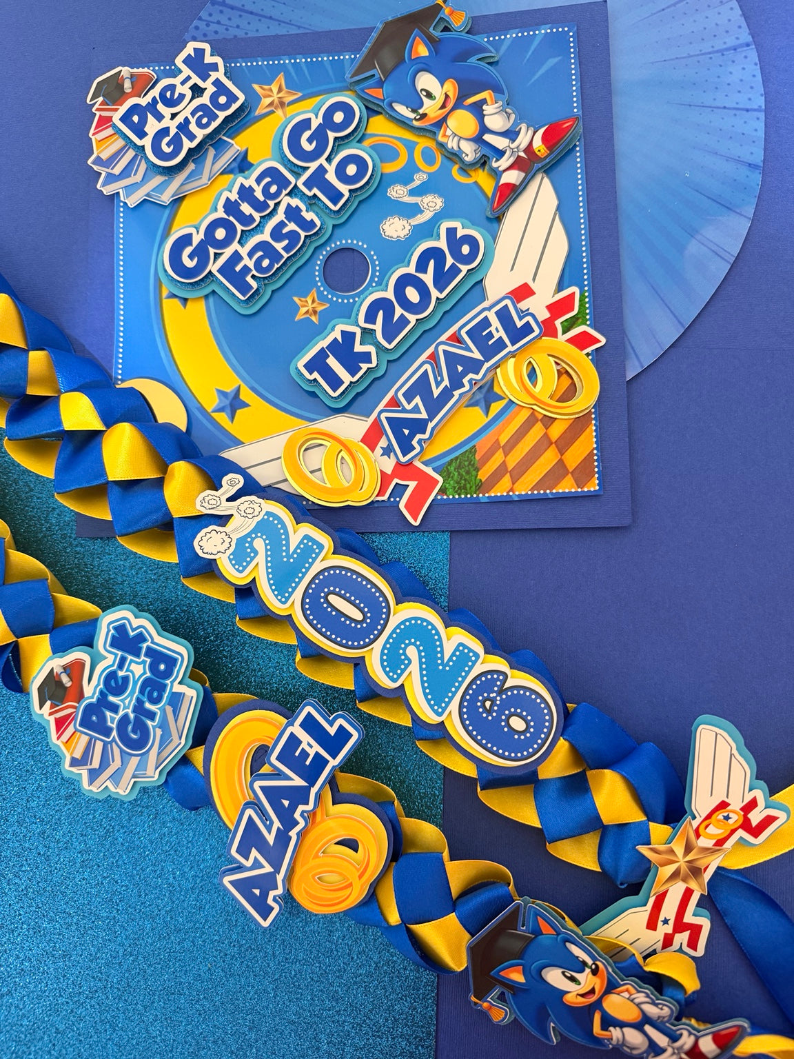 sonic  graduation Cap/Decorated Graduation Caps/Girls Boys School Graduation / Cap And Gown /Custom Graduation Cap, Graduation Cap Topper, (Copy) (Copy)
