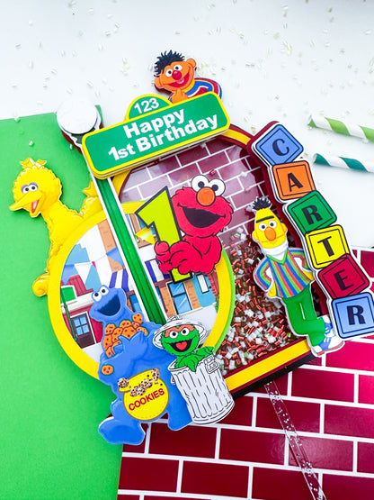 Sesame Street birthday centerpiece decoration

Sesame Street cake topper party decor

Sesame Street favor box birthday party