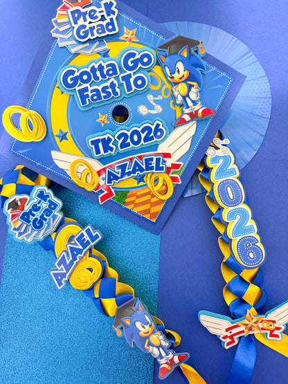 sonic  graduation Cap/Decorated Graduation Caps/Girls Boys School Graduation / Cap And Gown /Custom Graduation Cap, Graduation Cap Topper, (Copy) (Copy)
