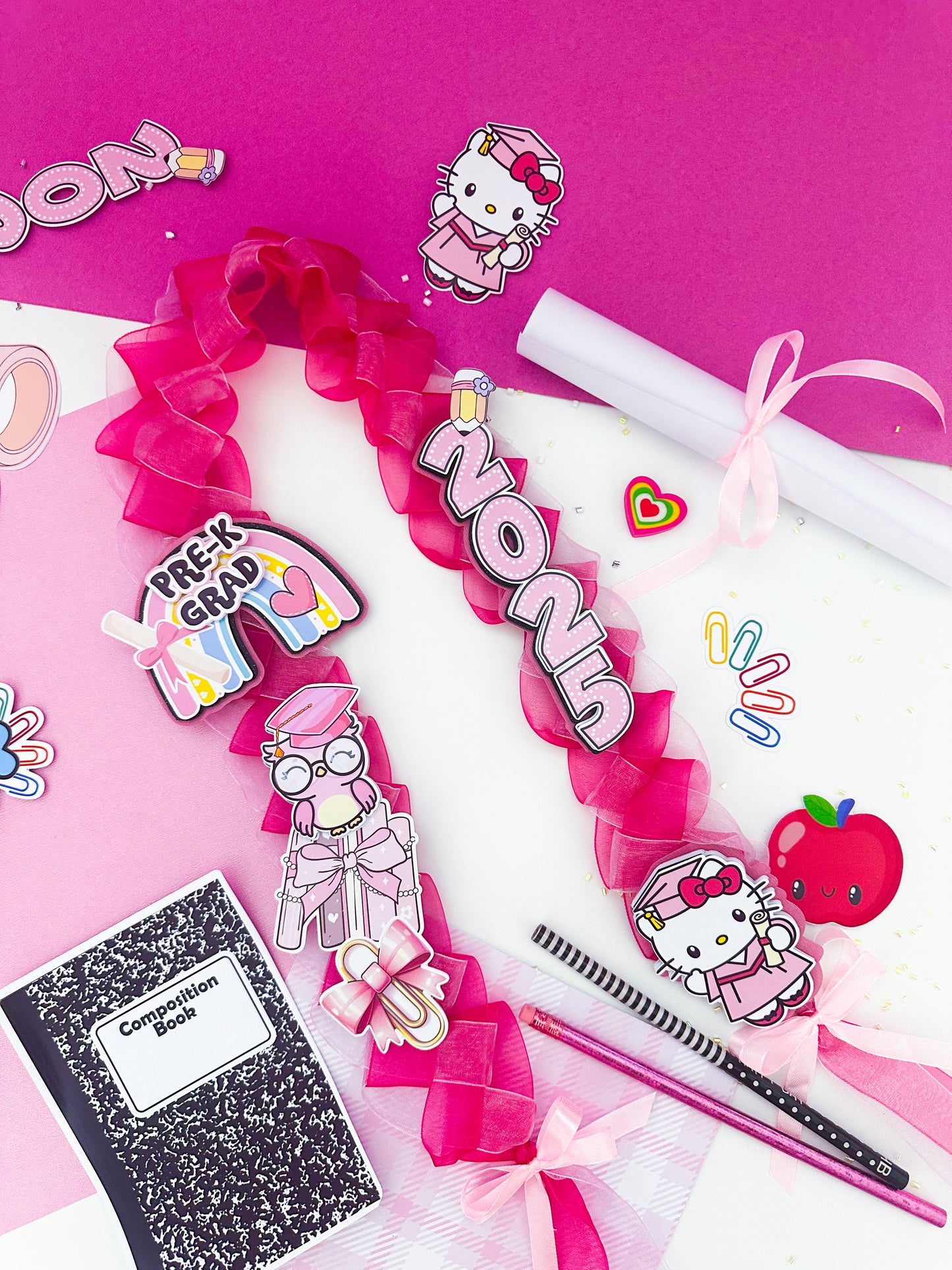 Hello Kitty graduation Cap/Decorated Graduation Caps/Girls Boys School Graduation / Cap And Gown /Custom Graduation Cap, Graduation Cap Topper, (Copy)