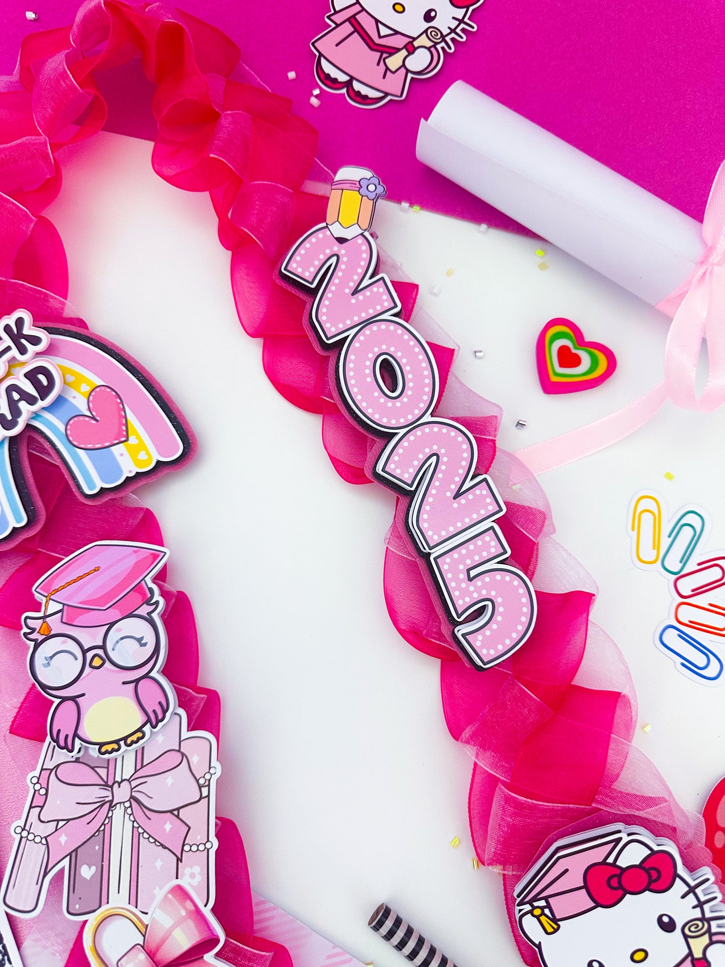 Hello Kitty graduation Cap/Decorated Graduation Caps/Girls Boys School Graduation / Cap And Gown /Custom Graduation Cap, Graduation Cap Topper, (Copy)