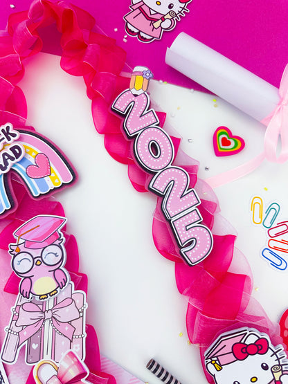 Hello Kitty graduation Cap/Decorated Graduation Caps/Girls Boys School Graduation / Cap And Gown /Custom Graduation Cap, Graduation Cap Topper, (Copy)