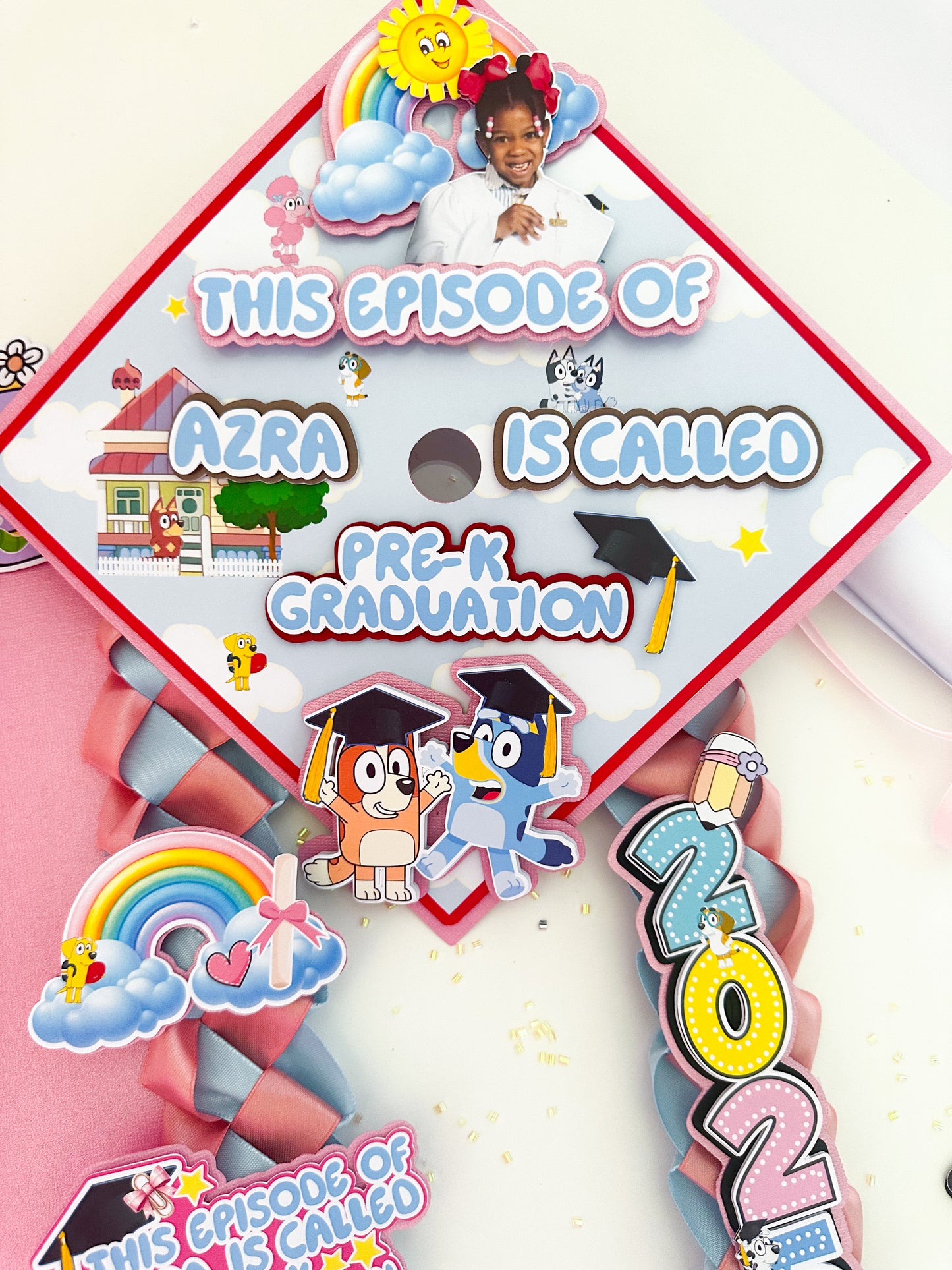 bluey graduation Cap/Decorated Graduation Caps/Girls Boys School Graduation / Cap And Gown /Custom Graduation Cap, Graduation Cap Topper
