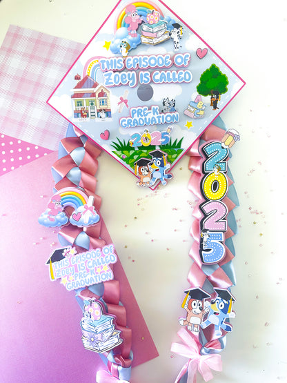 bluey graduation Cap/Decorated Graduation Caps/Girls Boys School Graduation / Cap And Gown /Custom Graduation Cap, Graduation Cap Topper