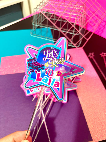 Roller Skate Cake Topper, Skate Cake, Roller Skate Birthday Supplies, Rolling Skate Party, Skating Birthday Topper, Roller Skater Centerpiece
