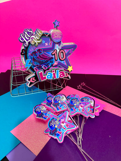 Roller Skate Cake Topper, Skate Cake, Roller Skate Birthday Supplies, Rolling Skate Party, Skating Birthday Topper, Roller Skater Centerpiece
