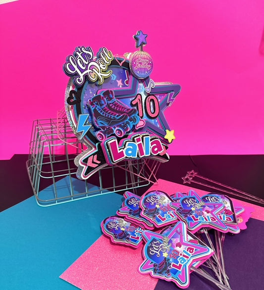 Roller Skate Cake Topper, Skate Cake, Roller Skate Birthday Supplies, Rolling Skate Party, Skating Birthday Topper, Roller Skater Centerpiece