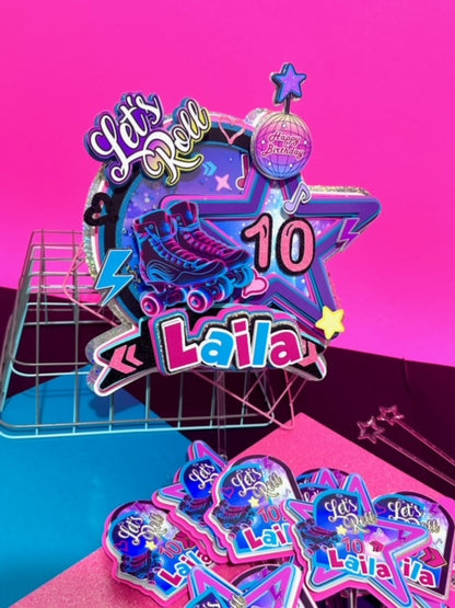 Roller Skate Cake Topper, Skate Cake, Roller Skate Birthday Supplies, Rolling Skate Party, Skating Birthday Topper, Roller Skater Centerpiece