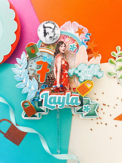Taylor swift cake topper | Taylor swift birthday decoration|  Eras Tour Birthday Cake Topper | lover Inspired Party Decoration | Pop Star Birthday Centerpiece, Pop Star Girls Party | T-S party (Copy)