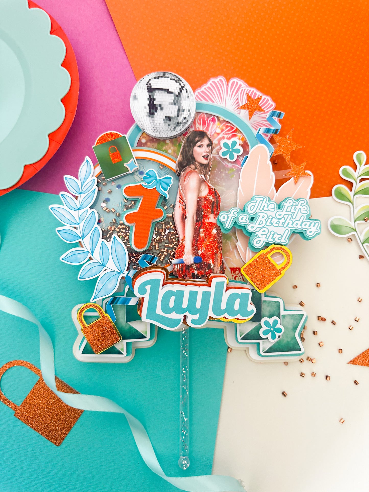 Taylor swift cake topper | Taylor swift birthday decoration|  Eras Tour Birthday Cake Topper | lover Inspired Party Decoration | Pop Star Birthday Centerpiece, Pop Star Girls Party | T-S party (Copy)