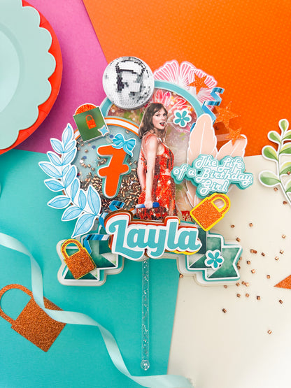 Taylor swift cake topper | Taylor swift birthday decoration|  Eras Tour Birthday Cake Topper | lover Inspired Party Decoration | Pop Star Birthday Centerpiece, Pop Star Girls Party | T-S party (Copy)