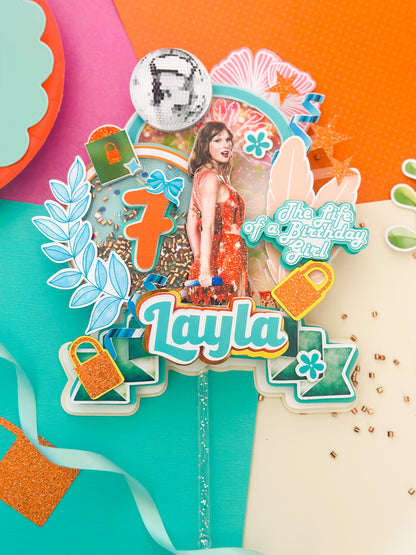 Taylor swift cake topper | Taylor swift birthday decoration|  Eras Tour Birthday Cake Topper | lover Inspired Party Decoration | Pop Star Birthday Centerpiece, Pop Star Girls Party | T-S party (Copy)