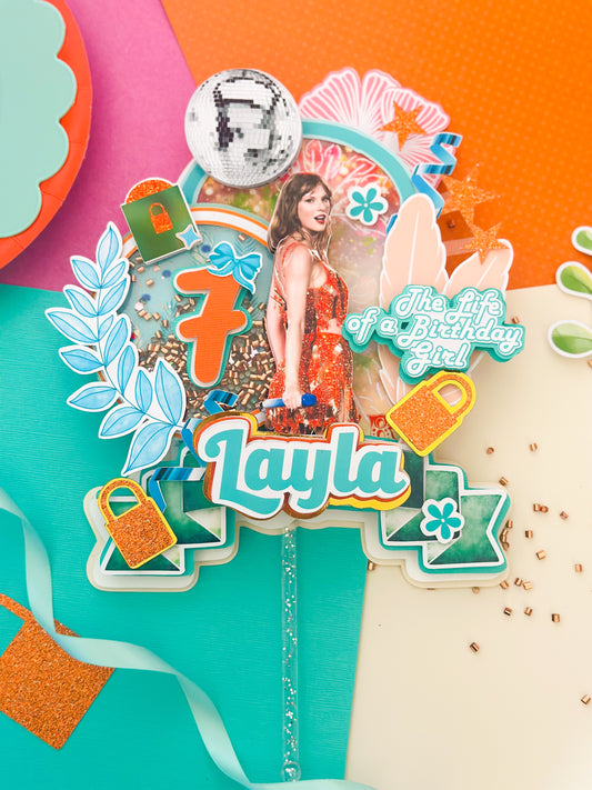 Taylor swift cake topper | Taylor swift birthday decoration|  Eras Tour Birthday Cake Topper | lover Inspired Party Decoration | Pop Star Birthday Centerpiece, Pop Star Girls Party | T-S party (Copy)